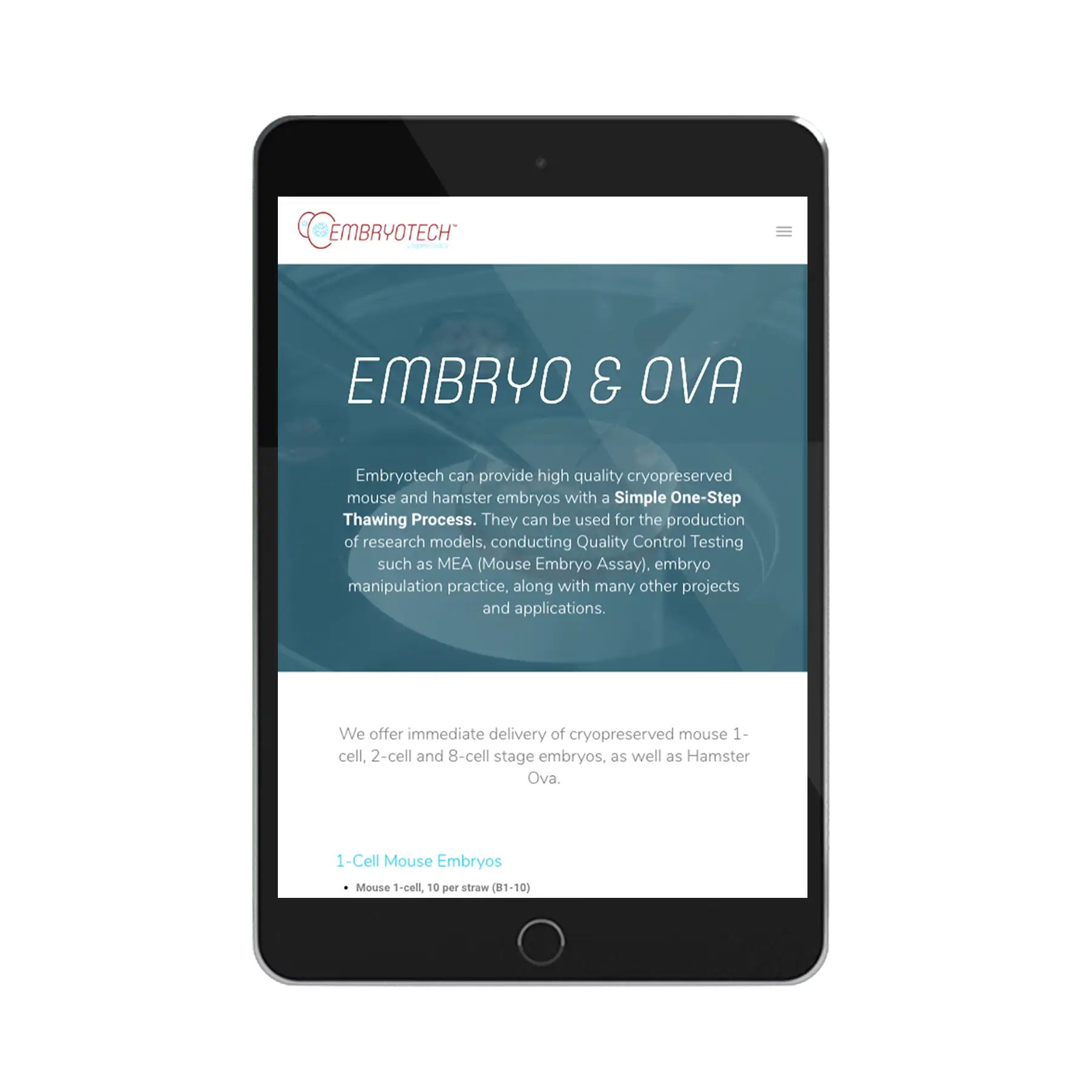 Embryotech Laboratories Website Design